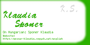 klaudia sponer business card